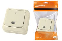 Переключатель на 2 направления 1-кл открытой установки с подсветкой IP20 10А, сл. кость "Ладога"  TDM