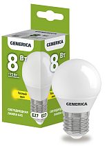 Лампа светодиодная G45 шар 8Вт 230В 3000К E27 GENERICA IEK