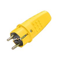 Вилка прямая однофазная (каучук) желтый