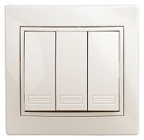 Выключатель ЭРА Intro Plano 1-106-02 10А 250В слоновая кость тройной