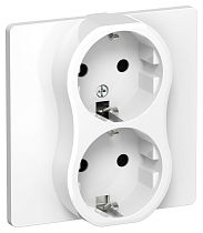 FLITE Розетка 2-местная с заземлением без защитных шторок безвинтовое крепление 16А РС12-1-К-ФлБ белый IEK