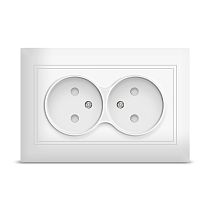 Розетка двухместная серия "Севиль" б/з, с/у, з/ш, 16А, 220В, белая (еврослот) UNIVERSAL