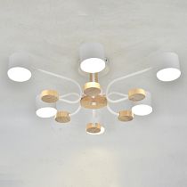 Люстра под лампу General  GCHL-6GX53-M Белая+Дерево Альберо