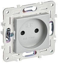 SKANDY Розетка без заземления с защитными шторками 10А SK-R01S серебряный IEK