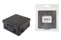 Коробка распаячная ОП 100х100х55мм, крышка, IP54, 8вх., черная, инд. штрихкод  TDM