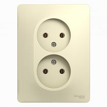 Glossa Бежевый Розетка двойная без заземления (в сборе с рамкой) Systeme Electric (Schneider Electric)