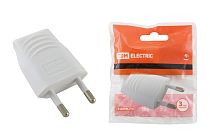 Вилка б/з белая 10А 250В (евровилка CEE 7/16) прямой вывод проводника  TDM