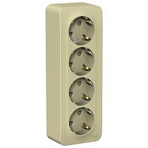 Blanca открытая установка с изолированной пластиной Бежевый Розетка 4-ая с заземлением со шторками 16А Systeme Electric (Schneider Electric)