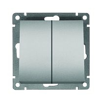 Выключатель двухклавишный UNIVERSAL серия "Афина ", скрытой установки, 10А, 220В, серебро (еврослот)