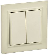 Выключатель двухклавишный BRITE 10А в сборе ВСР10-2-0-БрКр бежевый  IEK