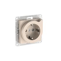 AtlasDesign Бежевый Розетка с заземлением со шторками с выталк.,16А,мех., быстрозажим. клемм