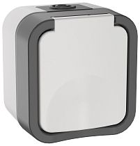 TORS Розетка 1-местная заземляющим контактом и крышкой 16А IP55 TS220 белый  IEK