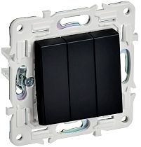 SKANDY Выключатель 3-клавишный 10А SK-V11Bl черный IEK