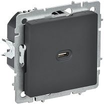 BRITE Розетка USB C 65Вт высокоскоростная зарядка РЮ12-1-БрГ графит IEK