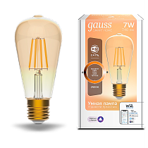 Лампа светодиодная Gauss Filament Smart Home DIM E27 ST64 Golden 7Вт Лампа светодиодная Gauss Filament Smart Home DIM E27 ST64 Golden 7Вт