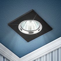 Светильник встраиваемый аллюминевый ЭРА KL57 SL/BK литой MR16,12V/220V, 50W  серебро/черный