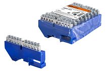 Шина "N" нулевая с изолятором на DIN-рейку 6х9мм стойка бол. 10 групп никелированная  TDM