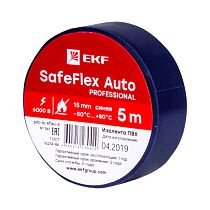 Изолента ПВХ 15мм 5м синий серии SafeFlex Auto EKF Изолента ПВХ 15мм 5м синий серии SafeFlex Auto EKF