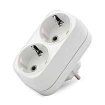 Разветвитель 2 гнезда с заземлением плоский белый 16А 250В UNIVERSAL
