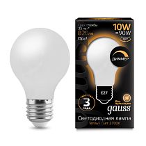 Лампа светодиодная Gauss Filament A60 OPAL диммируемая E27 10Вт 820lm 2700К Лампа светодиодная Gauss Filament A60 OPAL диммируемая E27 10Вт 820lm 2700К
