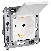 Розетка с крышкой в стену, 2P+E, с з/ш, "Avanti", "Белое облако" DKC