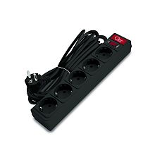 Сетевой фильтр Союз  ПВС 3*0,75 5гн., выключатель с индикацией, с/з, з/ш, черный 5м