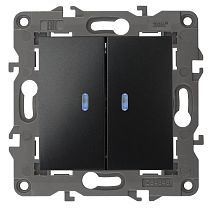Выключатель ЭРА Elegance 14-1105-05 10А 250В антрацит двухклавишный с подстветкой