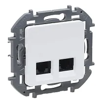 Двойная розетка RJ 45 категория 6 UTP белый INSPIRIA Двойная розетка RJ 45 категория 6 UTP белый INSPIRIA