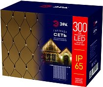 Гирлянда ЭРА ERAPS-SKW2 300LED Сеть 2м*3м, теплый белый свет, бел. мерц, черный каучук, 220В, IP65
