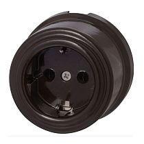 Розетка с заземляющим контактом,серия "ЛИЗЕТТА", керамика, цвет коричневый Bironi