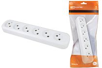 Колодка розеточная 6 гнезд 2П б/з 10А 250В белая  TDM