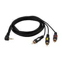 Шнур Стерео 3,5мм 4C - 3 RCA, 1,5м (GOLD) REXANT