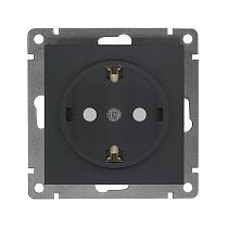 Розетка одноместная UNIVERSAL серия "Афина" с заземлением, с защитными шторками, скрытой установки, 16А, 220В, графит (еврослот)