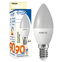 Лампа светодиодная IONICH декоративного освещения "свеча" ILED-SMD2835-C37-10Вт-900Лм-230В-4000К-E14