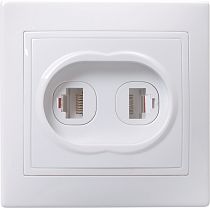 Розетка компьютерная + телеф. двухместная СП Кварта РК/Т12-КБ IP20 белый  IEK