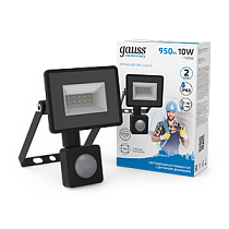 Прожектор светодиодный Gauss Elementary-S 10Вт 850lm 6500К 175-265V IP65 черный с датчиком движения