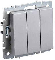 BRITE Выключатель 3-клавишный 10А ВС10-3-0-БрА алюминий  IEK