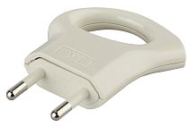 Вилка ЭРА без заземления с кольцом непрямой ввод 10A, Белый, поликарбонат, V1