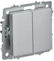 BRITE Выключатель 2-клавишный перекрестный 10А ВС10-2-3-БрА алюминий IEK