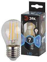 Лампа светодиодная ЭРА F-LED P45-7W-840-E27 филамент шар нейтральный белый свет