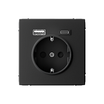 ArtGallery Карбон Розетка 16А с 2 USB A+C, 5В/2,4А/3,0А, 2х5В/1,5А, механизм Systeme Electric (Schneider Electric)