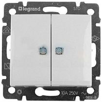 VALENA DIY Выключатель 2-клавишный с индикацией 10А безвинтовое крепление белый