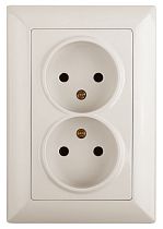 Розетка ЭРА Intro Solo 4-204-02 без заземления 2х2P, 16А-250В, IP20, скрытой установки, слоновая кость