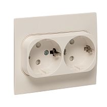 Стокгольм Механизм Розетки 2-местной с/з 16А белый с защ. штор. EKF PROxima