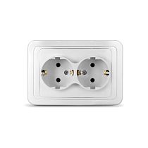 Розетка двухместная серия "Валери" с/з, с/у, 16А, 220В, белая (еврослот) UNIVERSAL
