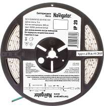 Лента светодиодная Navigator NLS-3528СW120-9.6-IP20-12V R5 9.6Вт/м уп. 5м Лента светодиодная Navigator NLS-3528СW120-9.6-IP20-12V R5 9.6Вт/м уп. 5м