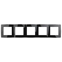 Рамка для выключателей и розеток пятерная ЭРА 12 12-5005-06 пластик чёрный