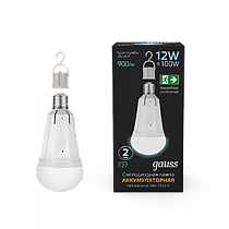 Лампа Gauss A80 12W 900lm 4100K Е27 авар. с Li-Ion аккумулятором LED 1/5/50