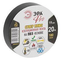 Изолента ЭРА PRO PRO180BLACK ПВХ Супер Плюс 19мм х 20м 180 мкм черная Изолента ЭРА PRO PRO180BLACK ПВХ Супер Плюс 19мм х 20м 180 мкм черная
