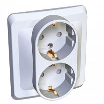 ЭТЮД скрытая установка Белый Розетка двойная с заземлением со шторками Systeme Electric (Schneider Electric)
